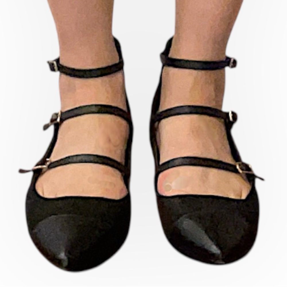 Isola Black Suede Strappy Flats New